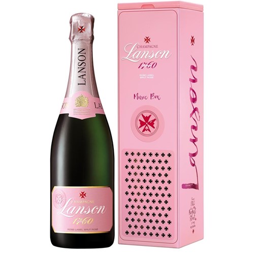 Lanson Rose Label Music Box Champagne Gift Pack 75cl